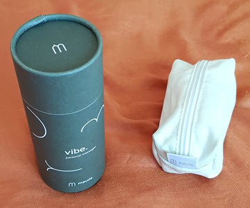 Maude Vibe personal massager packaging and carry pouch